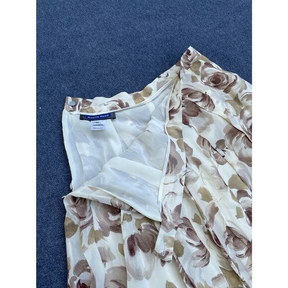 AUSTIN REED Cream Brown Flower Pattern Maxi Skirt Size 10 - Picture 6 of 8